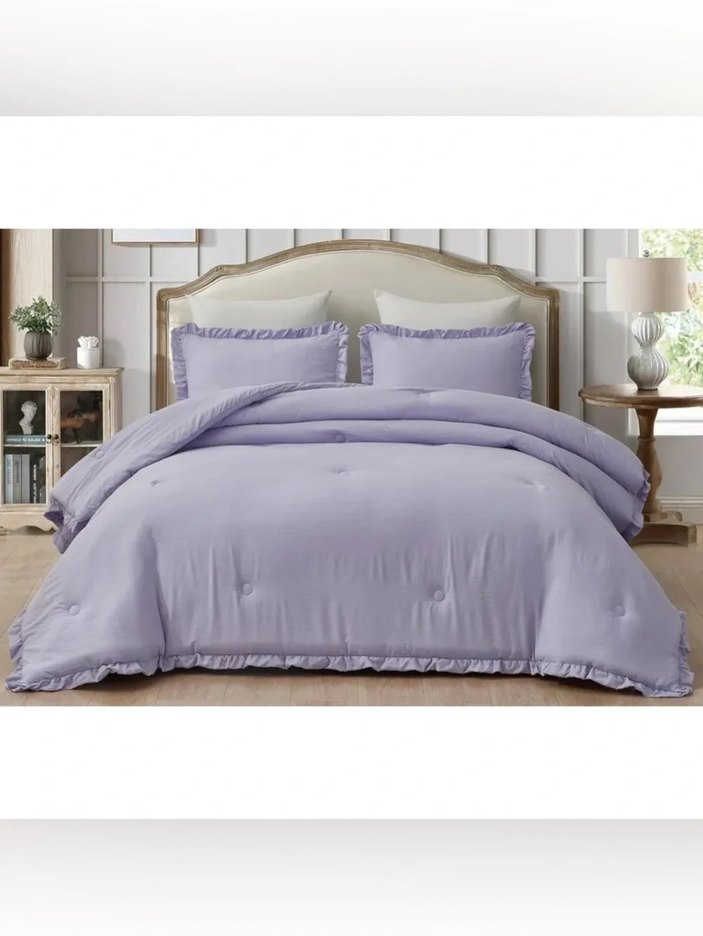 Lavender Ruffle Queen 3 piece Comforter Set